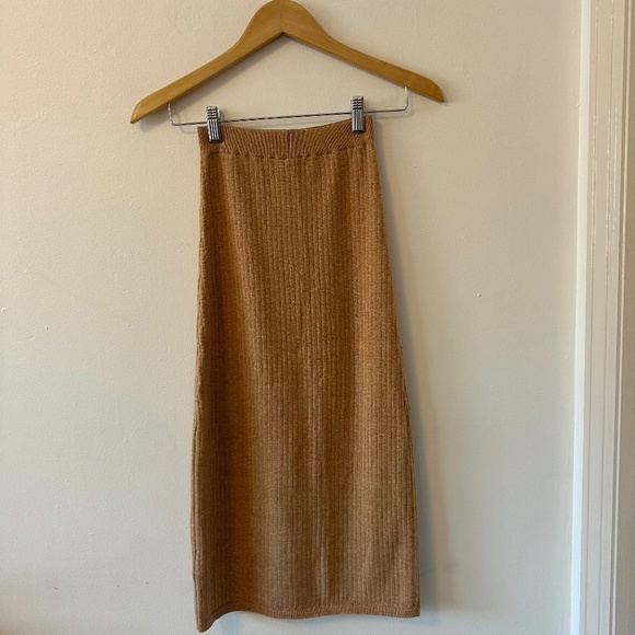 Free People Skyline Tan Ribbed Midi Skirt | Size XS - Picture 6 of 10